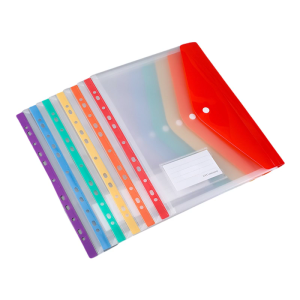 6Pieces Punched Pocket Clear Plastic File Envelope Document Wallet 11 Hole Punched Folder Filing Wallet Document Sleeve