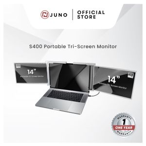 Juno S400 Portable Tri-Screen Monitor l 14" Full View Display l Plug and Play Monitor l 1920x1080p