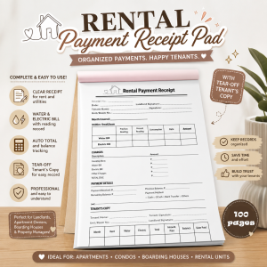 Rental Payment Receipt Pad | 100 Page