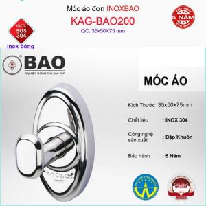 [HCM]Móc đơn Inox Bảo KAG-BAO200 móc treo đồ nhà tắm SUS304 đế oval thiết kế đẹp sang trọng gọn gàng