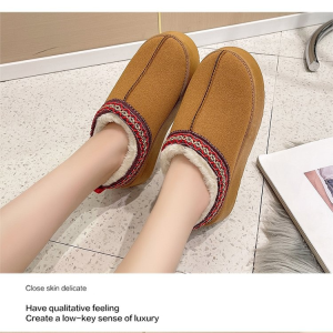 Thick Bottom Half Slippers Padded Warm Snow Boots Women Fur Half Slippers Cotton Shoes No Heel
