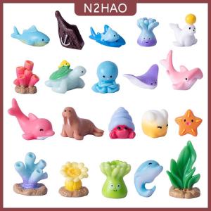 N2HAO Bức tượng nhỏ đại dương đồ trang trí Nhựa sinh vật biển dễ thương bức tượng nhỏ hồ cá nhà máy tính để bàn vi cảnh quan trang trí