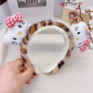 2026 Hot Sale [ Shipped from China ] Influencer-style leopard print plush cat ear headband  K T Cat-themed hair accessory for women headband for washing face and makeup cartoon hair accessory B3