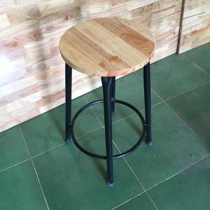Ghế Quầy Bar Mặt Gỗ Cao Su Khung Sắt Tĩnh Điện(456075)Cao Cấp Các kích thước