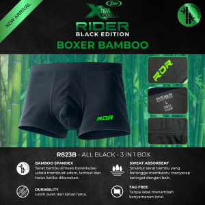 Rider Xtracool Black Edition Boxer Bamboo - Boxer Pria Bamboo R823B isi 3 Pcs
