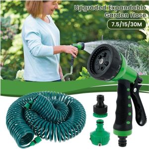 30m EVA Garden Retractable Spring Hose with Spray Gun Cleaning Car Garden Supplies