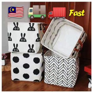 32CM*32CM*32CM Foldable Square Linen Laundry Basket Children Toys Storage