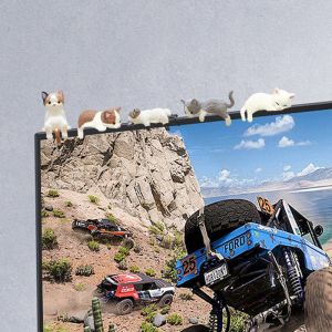 5pcs Cute Cat Car Interior Decor Desktop Cat Mini Figurine Cartoon Crouching Cat For Screen