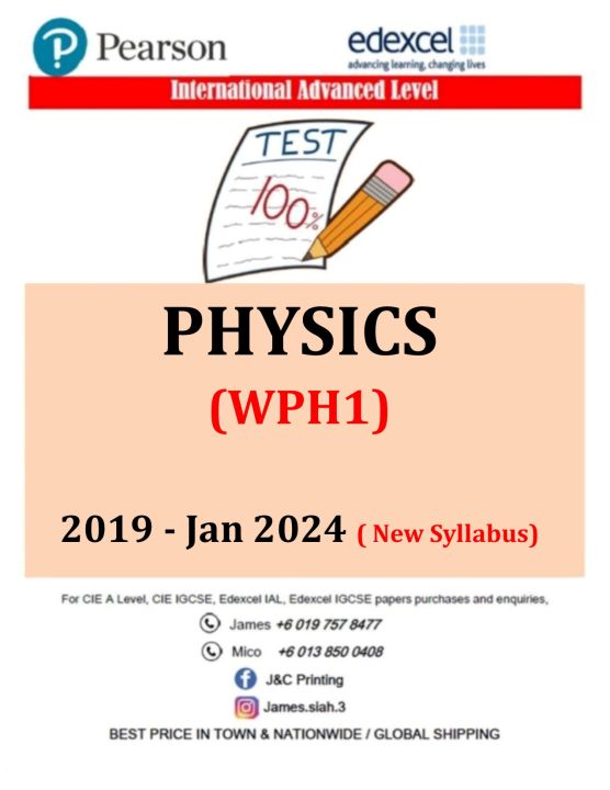 Edexcel A Level (IAL) 2019 Jan 2024 PHYSICS PAST PAPERS.(WPH1) UNIT 1