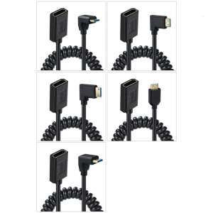 สายเคเบิลตัวผู้/อะแดปเตอร์ตัวเมียขนาดเล็กแบบขดกล้องวีดีโอยืดหยุ่นสูง120ซม. 8K60hz 4K120hz สำหรับโปรเจคเตอร์กราฟิกการ์ด