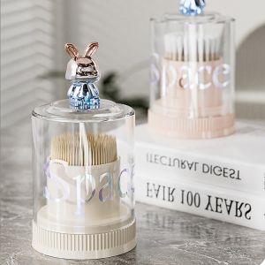 Rabbit Toothpick Tube With Lid Removal Transparent And Visible Toothpick 兔子牙签筒取盖式牙签筒透明可视