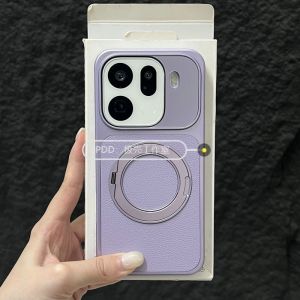For OPPO Find X9 Pro Find X9S Case With 360° Ring For PU Leather Electroplating PC Lightweight Hard Cover