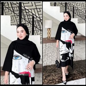 BEST SELLER NEW PRODUK LONG TUNIK NEUM- LONG Tunik NEUM BAHAN Kaos combad 20s Panjang Jumbo Wanita Muslimah Terbaru kekinian / tunik full printing plastisol BISA COD SELURUH WILAYAH INDONESIA