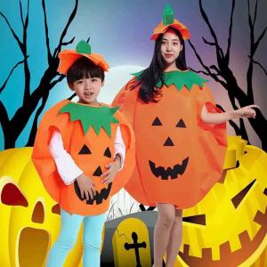 Halloween costume parent-child activity childrens pumpkin makeup performance outfit pumpkin hat performance costume