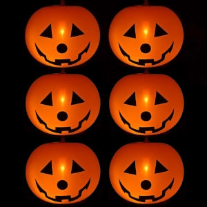 Polocat 1/6PCS Bóng bay lồng Đèn bí ngô Halloween dẫn Bong Bóng phát sáng với ánh sáng trẻ em phát sáng trong bóng tối đồ chơi bơm hơi trang trí tiệc Halloween