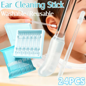 24PC Disposable Ear Cleaning Stick Super Adhesive Reusable Silicone Cleaning Stick