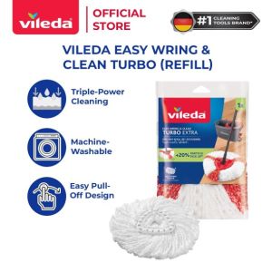 Vileda Refill Pack | Easy Wring & Clean Turbo Spin Mop Head | Wet Mop