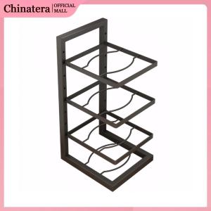 4 Layers Carbon Steel Baking Paint Kitchen Pot Rack Multilayer Adjustable Multipurpose Kitchenware Shelf