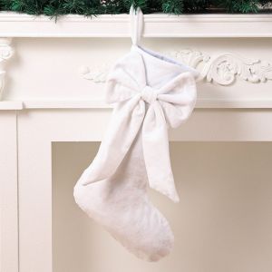 Bowknot Christmas Stocking Velvet Large Capacity Candy Gift Bag Elegant Holiday Stocking Stuffers Christmas Hanging Sock Photo Props