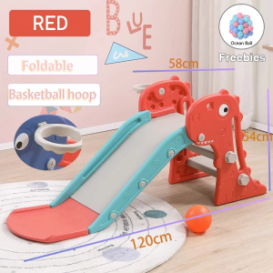 Baby Slide Foldable Baby Indoor Multi-functional Toy Slide with Basketball Hoop Safety slides playground toy