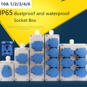 【YswL】IP65 Industrial socket Three holes 10A Outdoor socket Box Electric Plug AC power dustproof and waterproof 1/2/3/4/6 Socket