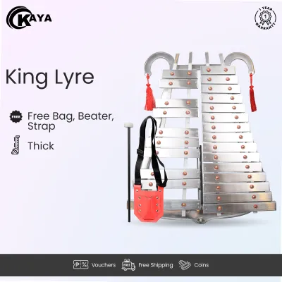 King Lyre for Drum and Lyre Band Thick and Thin Flat Bars with Free Bag Strap and Beater Percussion Instrument