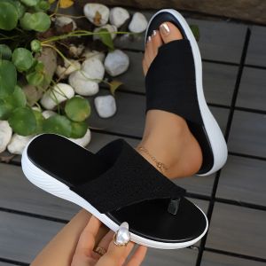 [Free Shipping] WomenS Large Size Sandals With Thick Soles Fish Mouth Design Hollow Knit Breathable Lightweight Soft Sole Elastic Hollow Breathable Design