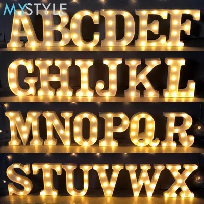 KOREAN LAMPU LED HURUF HATI SIMBOL & A-Z WARM WHITE BATERAI DEKORASI KAMAR LAMPU HIAS
