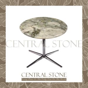CENTRAL STONE Brazilian Natural Marble Quartz Coffee Side Table Dia40cm -Pandora Green Diamond