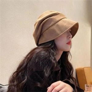 COOLSOOL Có thể điều chỉnh Mũ hình bát giác da lộn Eo đầu to Thoáng khí Mũ họa sĩ Thời trang Màu trơn Mũ Newsboy Thu Đông