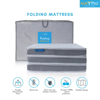 MATTPro Folding Mattress/ Free Delivery/HD Support Foam Tri Fold/Foldable Mattress/ Travel Friendly/Single 3ft/3inch/折叠床垫/免邮费/可折叠床垫/方便收纳/旅游友好/单人尺寸/3寸高
