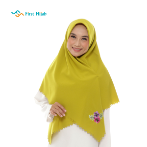 FIRST HIJAB - Maliha Hijab Segiempat Bahan Wolfis 130x130 cm Premium | Hijab Cutting Laser Bordir