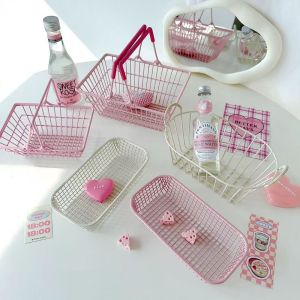 BETTERFORM S/M/L Storage Basket Mini Pink Desktop Organizing Basket Large Capacity Hand Basket for Jewelry Cosmetics Parts Sundries