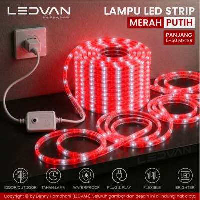 Lampu Merah Putih - Lampu LED Strip Merah Putih lampu dekorasi 17 Agustus agustusan lampu selang waterproof indoor outdoor 20m 30m 50m 100m lampu hias kantor rumah pagar taman pohon - LEDVAN