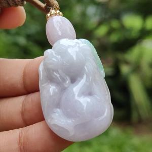 Green and Purle unique and stylish Natural Type A Jadeite pendant crafted with Dragon come with QIC approved labs certificate weight 19.20 grams 34 * 24.2 * 11.6 mm very suitable for daily wear or collection (pendant112)