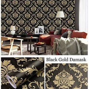 TERBARU Wallpaper Sticker Dinding Ruang Tamu & Kamar Motif Batik Hitam Gold Panjang 8 Meter x Lebar 45cm