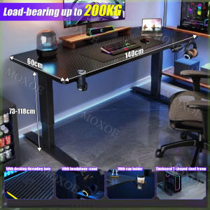 140×60CM Electric Lift Computer Table  Carbon Fiber Computer Table Office Desk Adjustable Heigh Table Desktop Esports Desk Featuring with 4 Adjustable Height Modes Suitable for Sitting or Standing