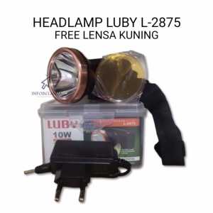 LUBY L-2875 Senter Kepala Led 10 Watt Cahaya Putih Tahan Hingga 18 Jam Rechargeable 2200mAh