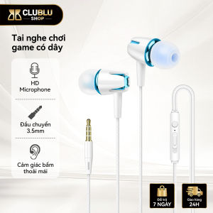 CLUBLU Tai Nghe Có Dây 3.5mm Nhét Tai E18 Dual Driver Bass Cực Mạnh Có Mic Đàm Thoại Gaming