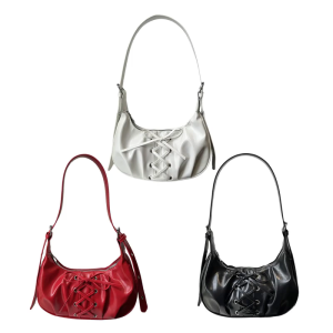 Contemporary Tied Ribbon Underarm Bag Casual to Prom Adjustable Shoulder Bag Roomy Compartments Trendy PU Handbag