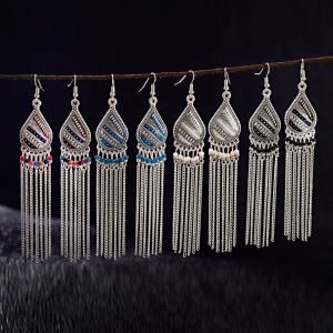 วินเทจชาติพันธุ์ Boho กรงนกวางอินเดียต่างหูหญิงระฆังขนาดเล็กพู่สีทองสีเงินต่างหูห้อยสำหรับผู้หญิงของขวัญเครื่องประดับยิปซี