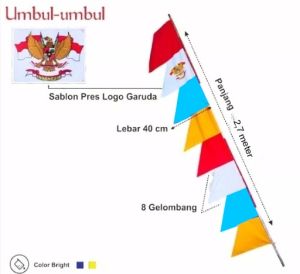 BENDERA UMBUL UMBUL WARNA WARNI 8 SEGI 270cm