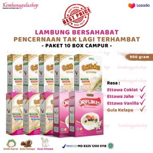 Oriflakes Sereal Umbi Garut Asam Lambung Maag Gerd Ettawa 900 gram rasa VANILLA - PAKET HEMAT 10 BOX