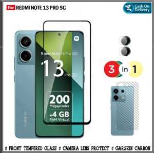 Paket 3in1 Tempered Glass Xiaomi Redmi Note 13 PRO 4G 13 PRO 5G 13 5G 13 4G 12 4G Note 7 Note 7 PRO Free Camera Dan Garskin