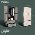 Megabox Wardrobe Cabinet with 2 Drawers, Gray (MG186) – Functional & Modern Storage. 