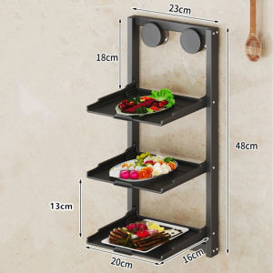 3 Tier Wall Mounted Foldable Storage Rack Suction Cup Kitchen Fruit Vegetable Shelf