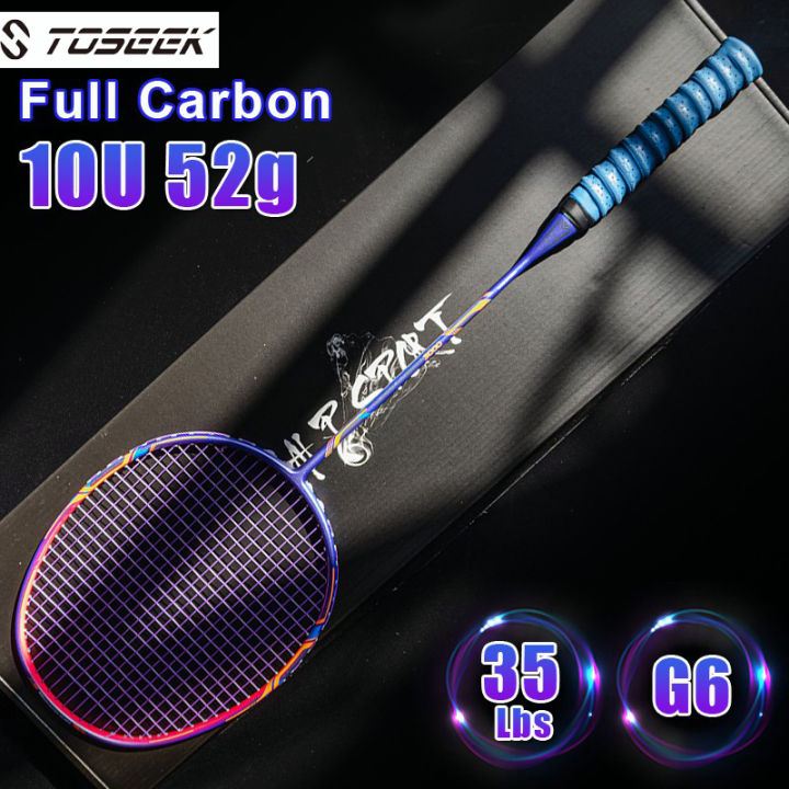 TOSEEK Gj 10u Super Light Max 35lbs Full Carbon Fiber Badminton Racket