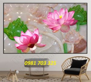 Tranh gạch 3D hoa sen phong thủy