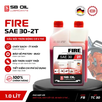 Dầu Động Cơ máy cắt cỏ máy cưa SB OIL DẦU 2 THÌ FIRE SAE 30 JASO FB/EGB RED (1L) Dầu nhớt giúp bôi trơn hiệu quả