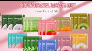 30pcs Face Masks Skincare Bulk Facial Masks for Women Skin Care Sheet Masks with Natural Ingredients Gifts Set for Face Spa Birthday Party Spa Gift
